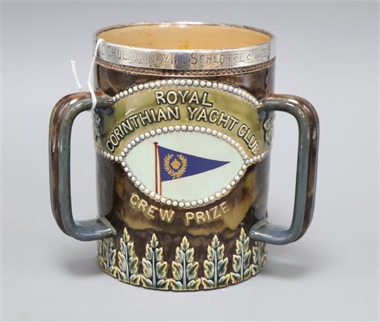 A Royal Doulton presentation Royal Corinthian Yacht Club silver-mounted loving cup, 28 May1904